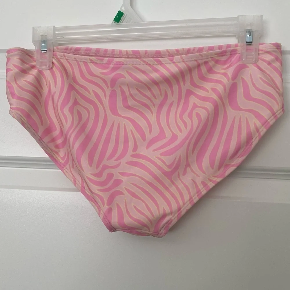 Wonder Nation Pink Cream Yellow Zebra Two Piece Ruffle Bikini Size XL 14/16
